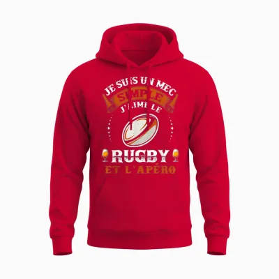 J'aime Le Rugby Et L'apéro Original Idea Rugbyman Humour Unisex Hoodie - Red