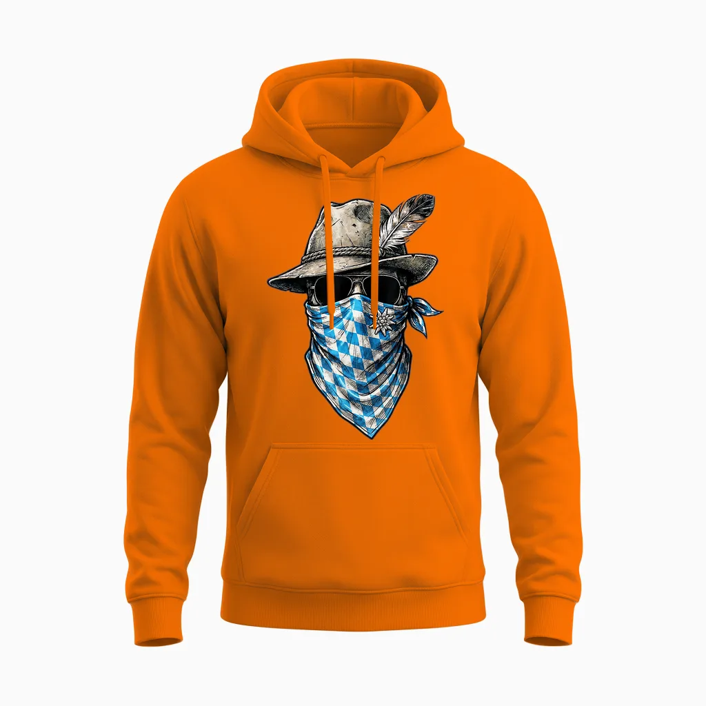 Trachtenshirt Herren Trachten Shirt Bayrisch Lausbua Bayern Unisex Hoodie in Safety Orange