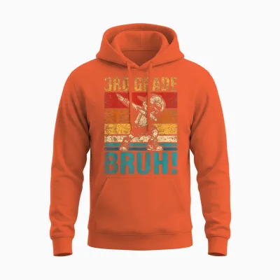 3rd Grade Bruh Dabbing Boy Third Grade Squad Boy Student Unisex Hoodie - Orange