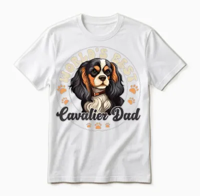 Cavalier King Charles Spaniel Dog World's Best Cavalier Dad Unisex T-Shirt - White