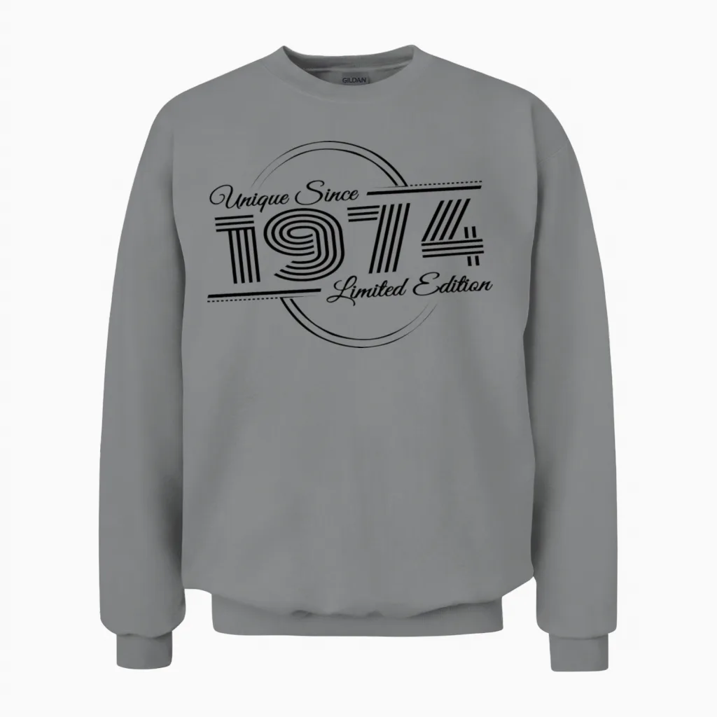 Uniquely Retro Since Vintage 1974 Unisex Sweatshirt in Sport Grey