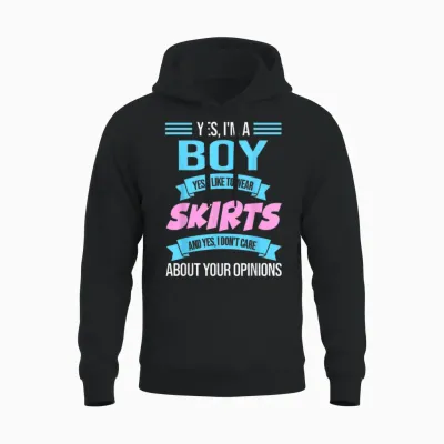 Ja, I'm a Boy Yes, I Like to Wear Skirts Anime Femboy Unisex Hoodie - Black