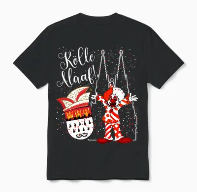 Cologne Cathedral Clown Kölle Alaaf Confetti Carnival Fashion Parade Long Sleeve Shirt, Black Unisex T-Shirt - Black