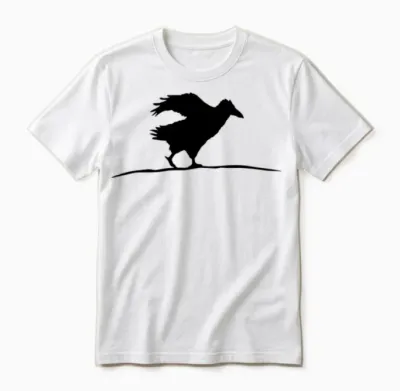 Raven Bird Crow Goes Fast Run Fun Comic Silhouette Unisex T-Shirt - White
