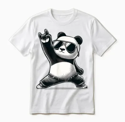 Retro Panda Rock Music Gift Men Children Women Funny Panda Unisex T-Shirt - White