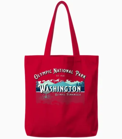 Olympic National Park Washington Hiking Camping Tote Bags - Red