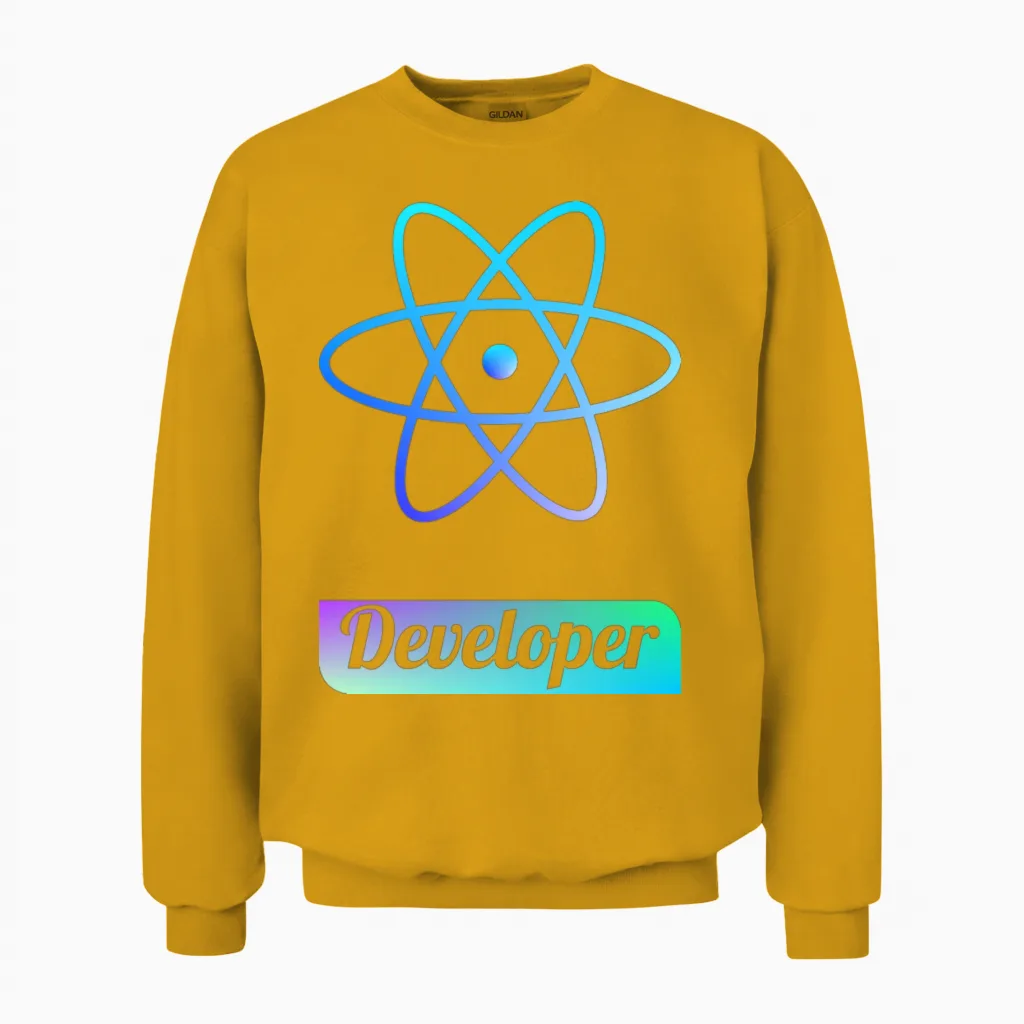 React Developer | Unique Design | Programmer Unisex Sweatshirt in Gold