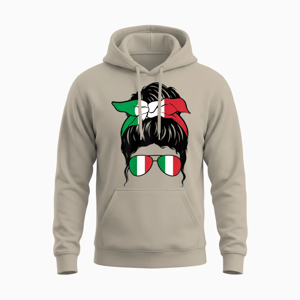 Italian Italian Flag Italian Girl Ragazza Italiana T-Shirt, Black, S Unisex Hoodie in Sand