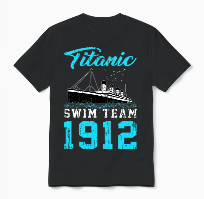 Natation 1912 Titanic Swim Team Swimmer T-Shirt Haut De Gamme Unisex T-Shirt in Black