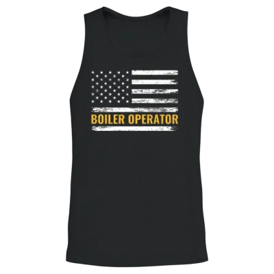 Boiler Operator American Flag Work Pride Unisex Tank Top - Black