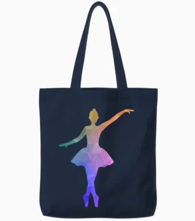 Retro Ballet Ballerina Tote Bags - Navy