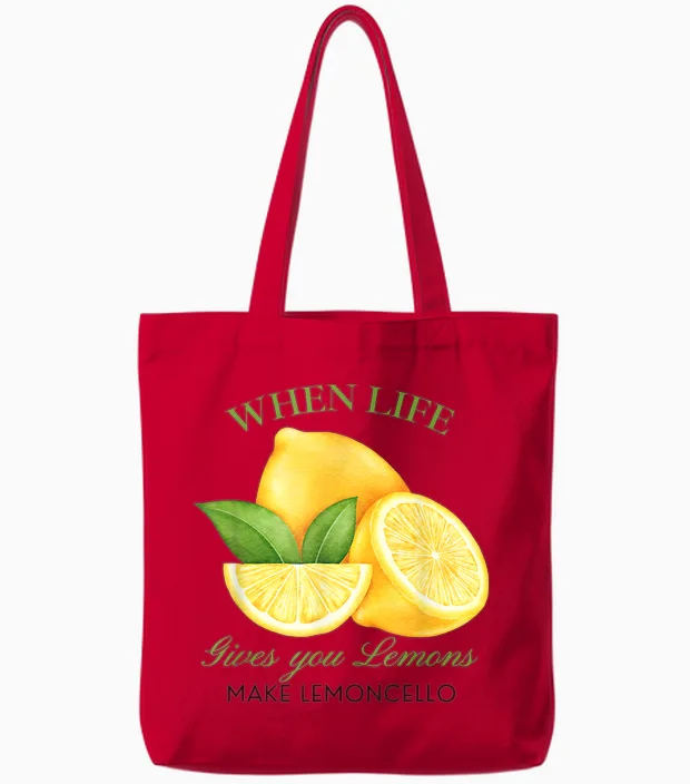 Wenn Das Leben Dir Zitronen Gibt, Mach Lemoncello Lustige Süße Frauen Tote Bags in Red