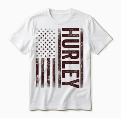 Hurley Ky Vintage Us American Flag Retro for Men Women Unisex T-Shirt - White