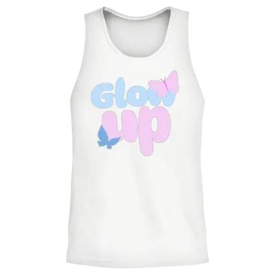 Glow Up Bold Butterfly Aesthetic Design Unisex Tank Top - White