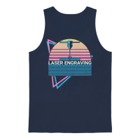 Laser Engraving Retro Unisex Tank Top - Navy – 1