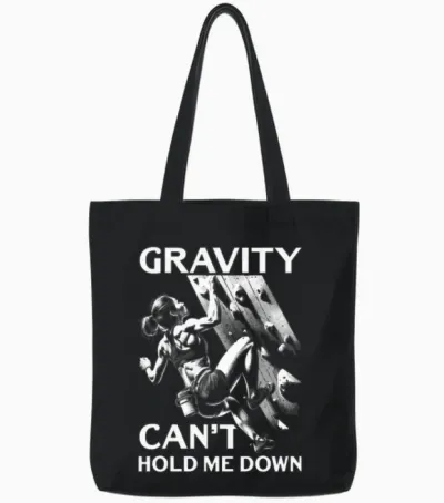 Bouldering Girl Boulderer Rock Climbing Wall Tote Bags - Black