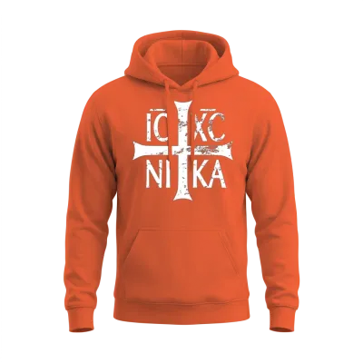 Ic Xc Nika Cross Christian Orthodox Retro Vintage Unisex Hoodie - Orange