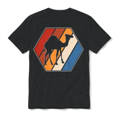 Camel Retro Unisex T-Shirt - Black