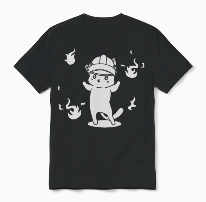 Cute Funny Cat - Lovers Unisex T-Shirt in Black