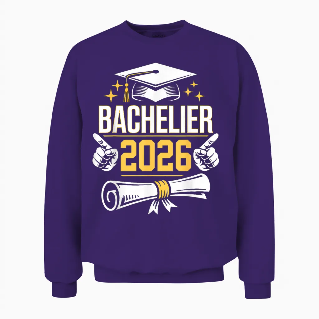 Bachelor Gift Congratulations Bac 2026 Diploma Bachelor Unisex Sweatshirt in Purple