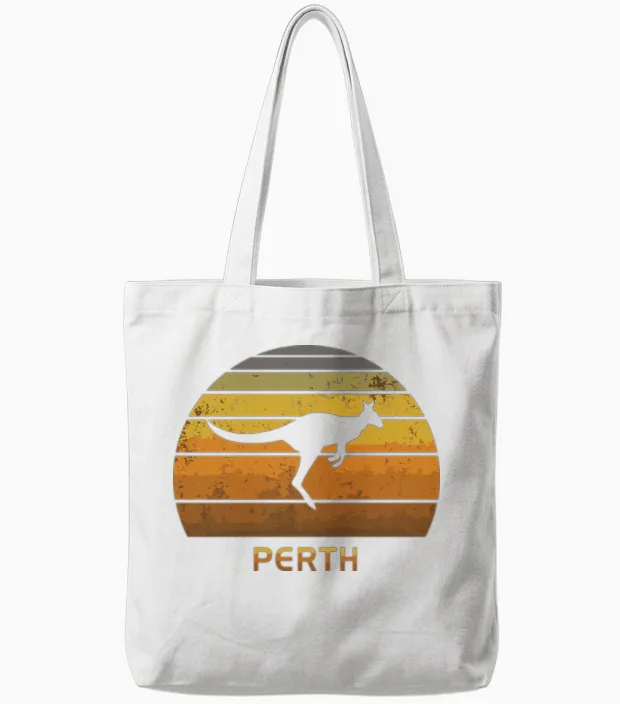 Retro Kangaroo Perth Australia Tote Bags in White