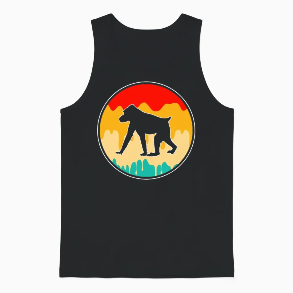 Monkey Retro Unisex Tank Top in Black