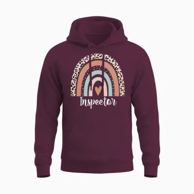 Inspector Rainbow Leopard Funny Inspector Unisex Hoodie - Maroon