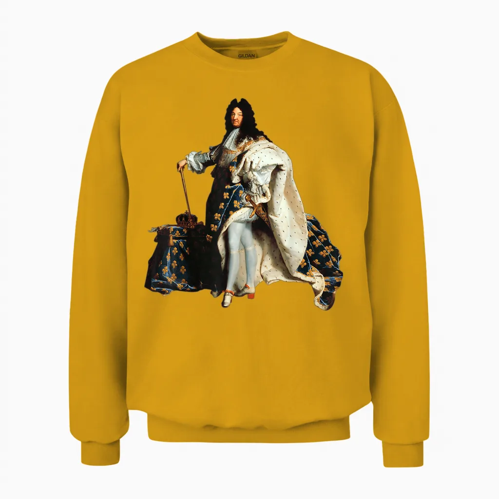 Louis Xiv, Louis 14, French King Royalist Fleur De Lys T-Shirt, Black, S Unisex Sweatshirt in Gold