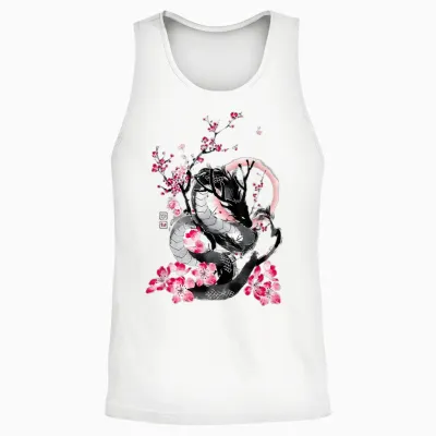 Japanese Aesthetic Dragon Tokyo Japan Manga Anime Asian 80's Unisex Tank Top - White