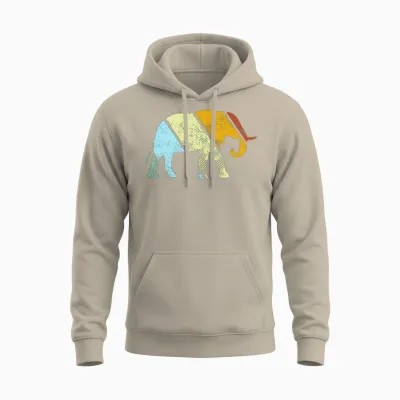 Elephant Retro Unisex Hoodie - Sand
