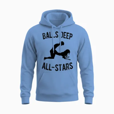 Balls Deep All-Stars Adult Swinger Humor Fun Gift Unisex Hoodie - Carolina Blue