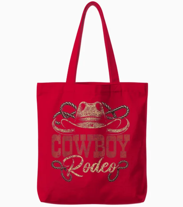 Cowboy Rodeo Wild West Rodeo Howdy Western Southern Country Tote Bags in Red