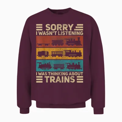 Retro Wagon Train Lover Model Railroad Conductor Funny Train Unisex Sweatshirt - Maroon