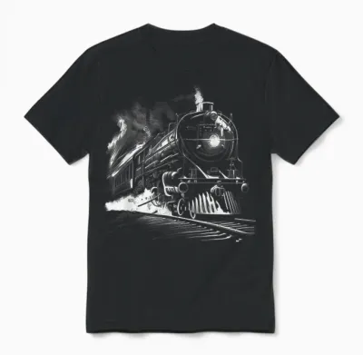 Steam Train Locomotive Train Vintage Train T-Shirt, Black, S Unisex T-Shirt - Black