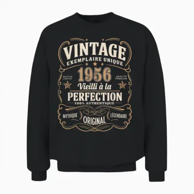 69 Years Man 1956 Birthday T Shirt 69 Years Man 1956 T-Shirt, Black, S Unisex Sweatshirt - Black