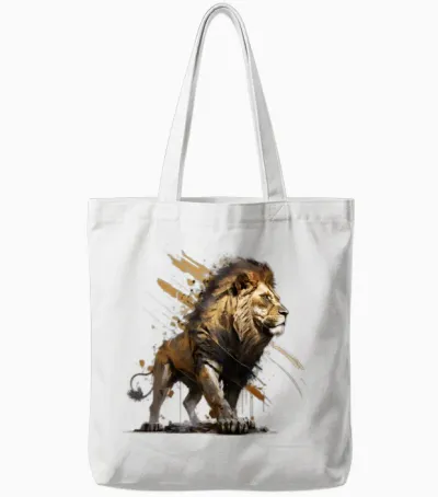 Lion Walking, Lion Tote Bags - White