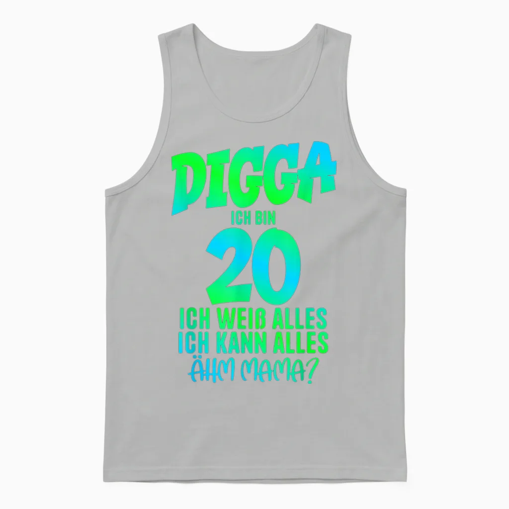 20th Birthday Digga I Am 20 Ich Kann Alles ähm Mama? T-Shirt, Black Unisex Tank Top in Ash