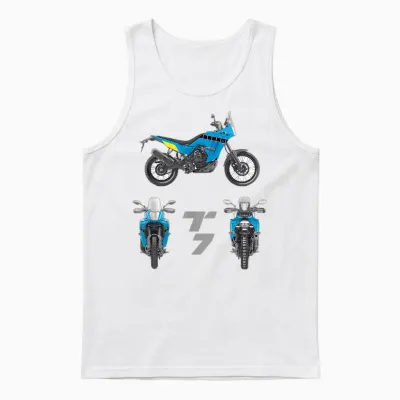 Tenere 700 T7 Adventure Vintage Bike Enduro Shirt Motorcycle T-Shirt, Black, S Unisex Tank Top - White