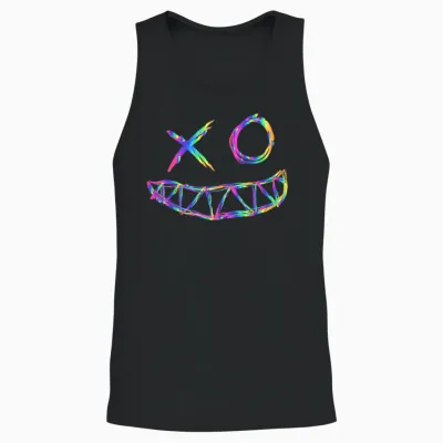 Rainbow Rave Face T-Shirt, Black Unisex Tank Top - Black