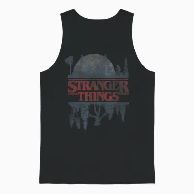 Stranger Things Blue Gradient Shadow Upside Down Logo Unisex Tank Top - Black