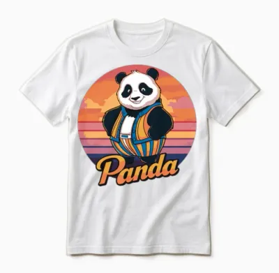 Funny Panda Retro Vintage Unisex T-Shirt - White