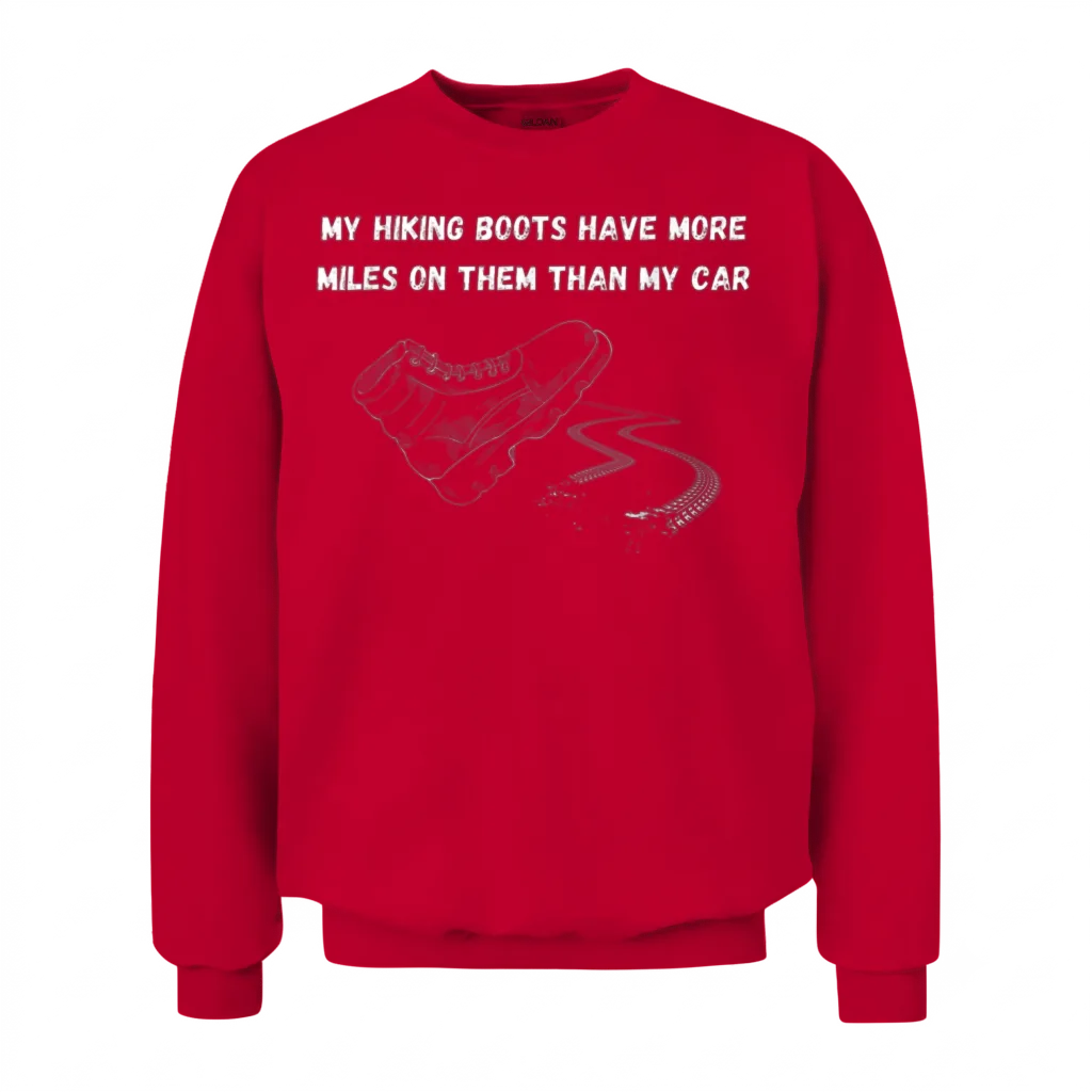 Funny Hiking More Miles β & Outdoors Gift Unisex Sweatshirt - Red