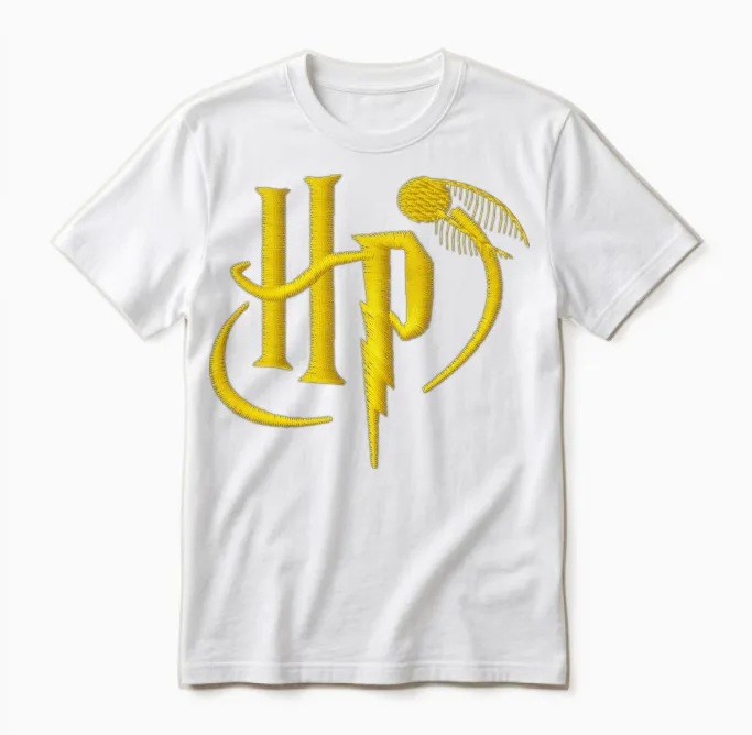 Harry Potter Small Logo Embroidery Unisex T-Shirt in White