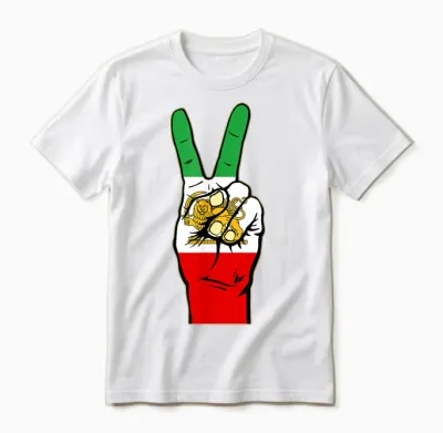 Iran Lion Sun Flag Iran Persian Flag of Iran T-Shirt, Black Unisex T-Shirt - White