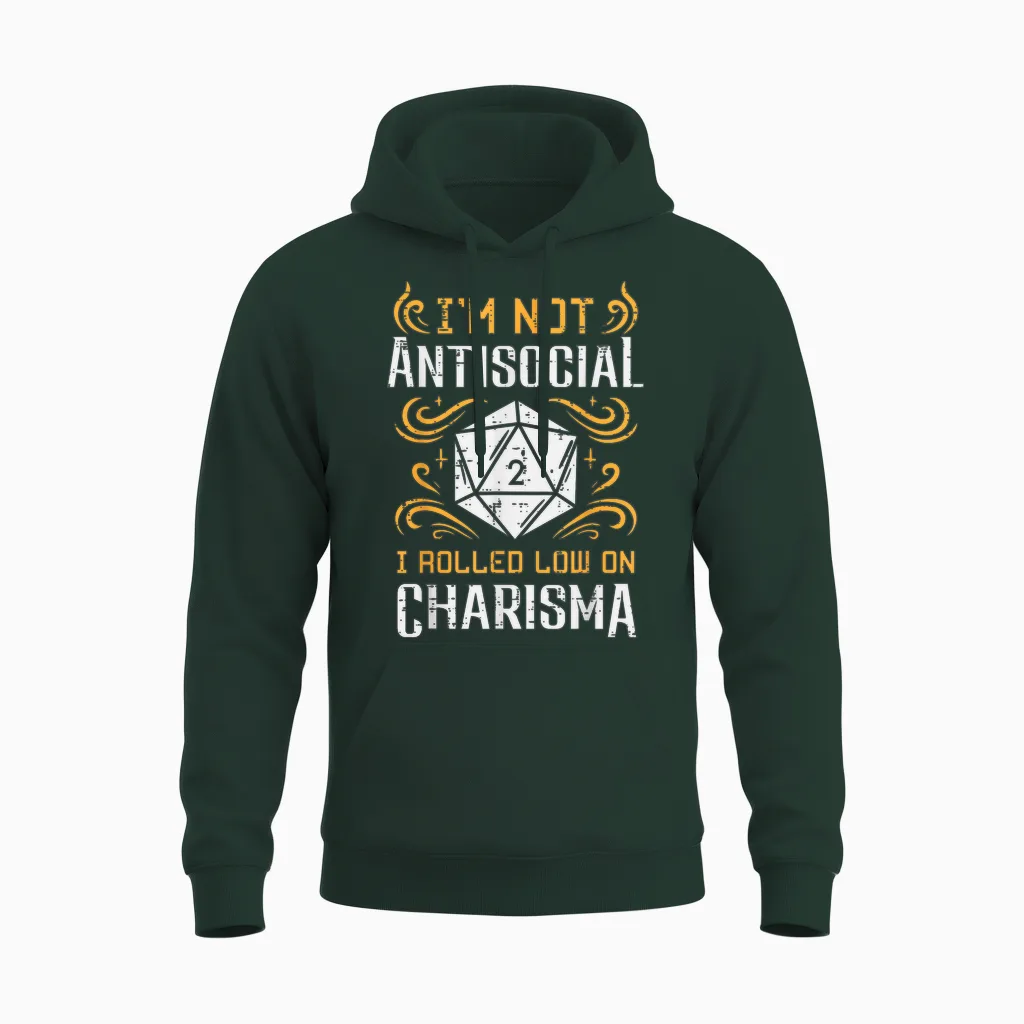 Not Anti Social Low Charisma Funny Rpg Gamer Men Boys Unisex Hoodie in Forest