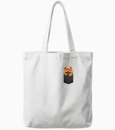 Fonny Chow Chow Puppy in a Pocket Pet Lover Tote Bags - White
