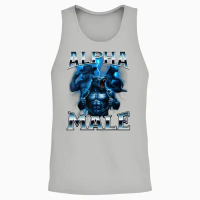Alpha Male Wolf Meme Sigma Embarrassing Brainrot Sarcastic Unisex Tank Top - Ash