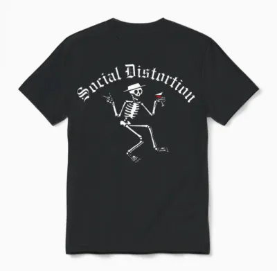 Official Social Distortion Skelly T-Shirt, Black Unisex T-Shirt - Black