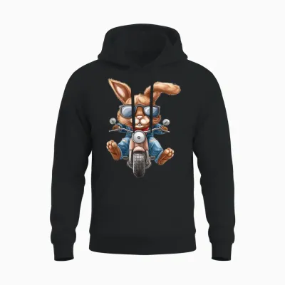 Osterhase Hase Motorrad Motorrad Biker Unisex Hoodie - Black