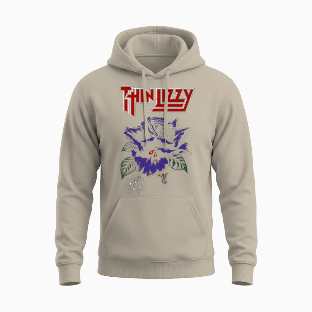Thin Lizzy Black Rose Color Langarmshirt Unisex Hoodie in Sand
